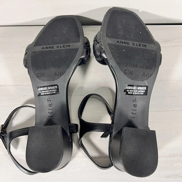 Anne Klein Mirabel Womens Faux Leather Open Toe Block Heel Black Size 8 - Picture 6 of 8